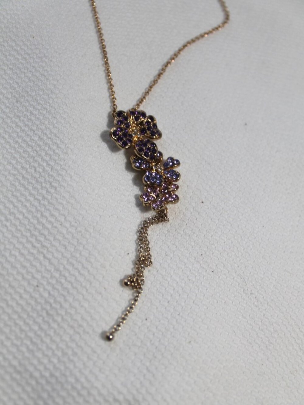 Avon Purple Flowers Lariat Necklace